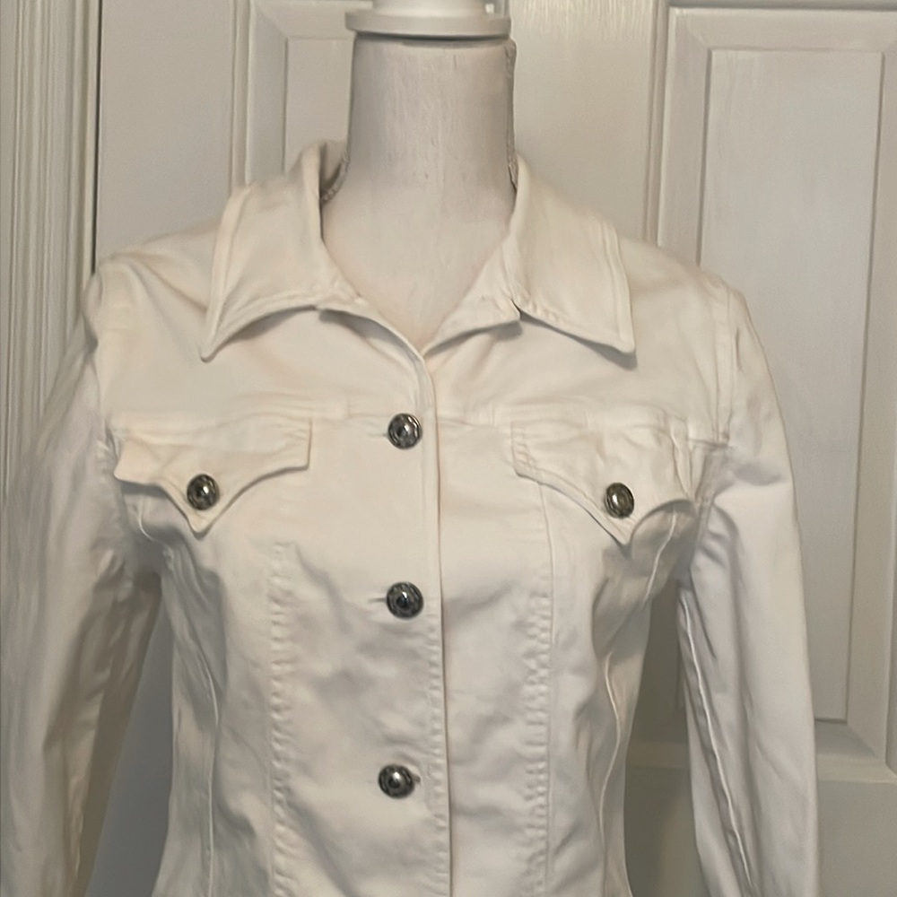 Earl Rutenberg Vintage White Jean Jacket w/ Bracelet Length Sleeves - Picture 2 of 8